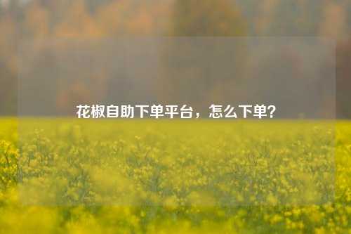 花椒自助下单平台，怎么下单？