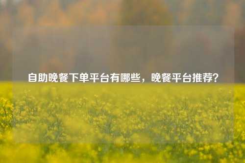 自助晚餐下单平台有哪些，晚餐平台推荐？