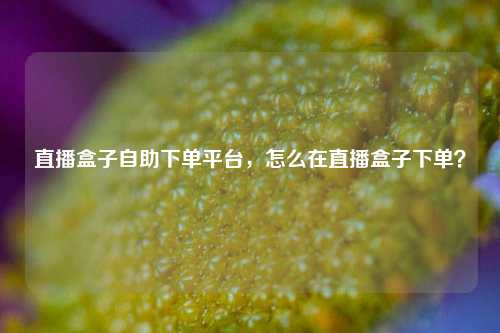 直播盒子自助下单平台，怎么在直播盒子下单？